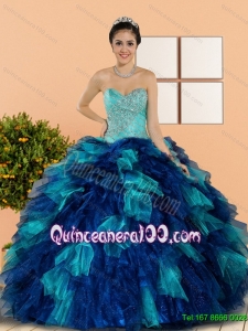Luxurious Sweetheart Beading and Ruffles Quinceanera Dresses in Multi Color