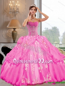 2015 Remarkable Strapless Ball Gown Quinceanera Dresses with Appliques
