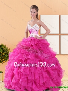 Beautiful Hot Pink 2015 Quinceanera Dresses with Beading and Ruffles