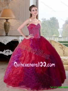 Unique Multi Color 2015 Quinceanera Gown with Beading and Ruffles