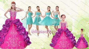 Spaghetti Straps Pick Ups 2015 Quinceanera Dress and Short Pretty Dama Dresses and Multi Color Little Girl Dress