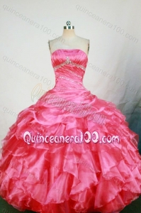 Cute Beading and Ruffers Ball Gown Strapless Quinceanera Dress