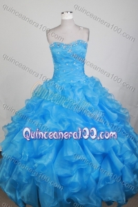 Exclusive Ball Gown Sweetheart Beading and Ruffles Quinceanera Dress in Teal