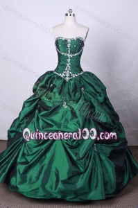 Hunter Green Strapless Fashionable Ball Gown Beading and Pick-ups Quinceanera Dresses