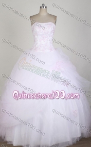 Romantic Ball Gown Strapless Baby Pink Appliques Quinceanera Dress
