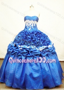 Luxurious Sweetheart Ball Gown Embroidery and Ruffles Quinceanera Dress In Blue