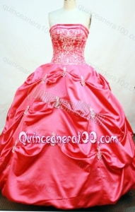 Modest Strapless Ball Gown Embroidery And Pick-ups Quinceanera Dresses