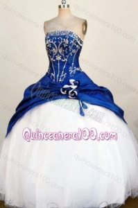 Fashionable Ball Gown Strapless Blue Beading and Appliques Quinceanera Dresses