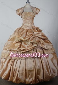 2014 Elegant Ball Gown Strapless Appliques and Pick-ups Quinceanera Dresses