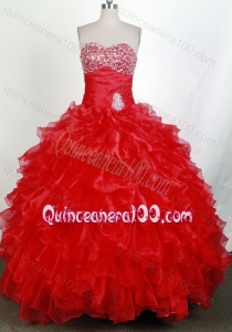 Red Ball Gown Fashion Beading and Ruffles Quinceanera Dresses