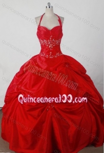Beautiful Ball Gown Beading and Pick-ups Red Quinceanera Dresses