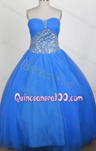 Beautiful Blue Sweetheart Sequins and Beading Quinceanera Dresses in Blue