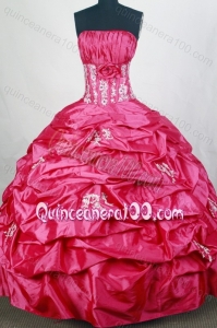 Popular Hot pink Ball gown Strapless Appliques Quinceanera Dresses