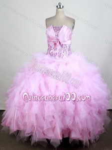 Sequins and Ruffles Pink Ball Gown Quinceanera Dresses