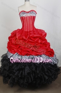 New Beading and Ruffles Ball Gown Sweetheart Red And Black Quinceanera Dresses