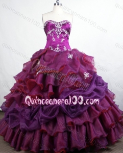 Purple Elegant Ball Gown Sweetheart Appliques And Ruffles Quinceanera Dresses
