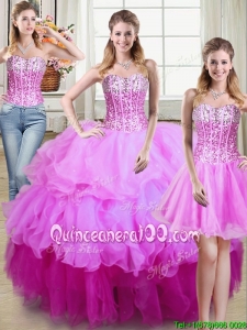 Beautiful Two For One Sequined and Ruffled Detachable Quinceanera Dress in Multi Color