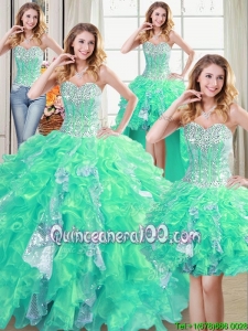 Luxurious Ball Gown Organza and Sequins Detachable Quinceanera Dress