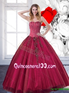 Sweetheart 2015 Affordable Quinceanera Dresses with Beading and Appliques