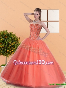 2015 Plus Size Ball Gown Quinceanera Gowns with Beading