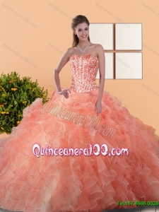2015 Plus Size Quinceanera Gowns with Beading and Ruffles