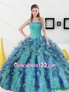 New Arrival Beading and Ruffles Sweetheart Quinceanera Dress for 2015