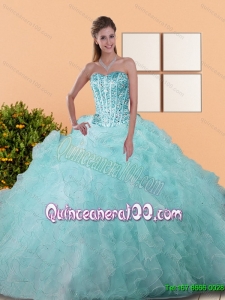 Pretty Beading and Ruffles Ball Gown Quinceanera Dresses for 2015
