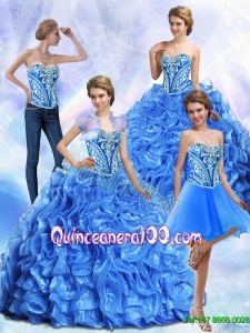 Plus Size Embroidery and Ruffles Royal Blue Quinceanera Gowns