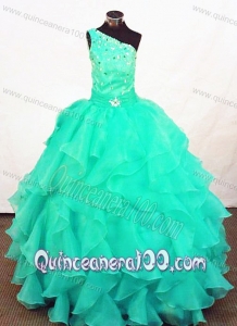 Turquoise Organza Beading Little Girl Pageant Dresses for Customize