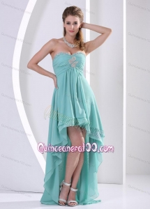High-low Sweetheart Beading And Ruching 16 Birthday Party Dress