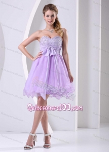 Lavender Sweetheart Beaded Chiffon Sash Short Dress For 16 Birthday Party Dress