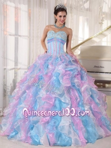 Multi-color Ball Gown Sweetheart Organza Appliques 16 Birthday Party Dress