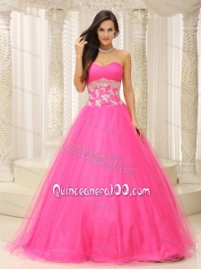 Sweetheart Appliques Rose Pink 16 Birthday Party Dress with Beading