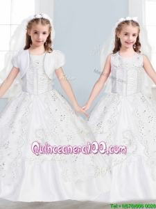 Sweet Scoop Big Puffy Flower Girl Dress with Lace and Embroidery