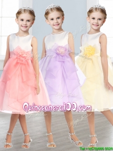 Beautiful Scoop Tulle Little Girl Pageant Dress with Hand Made Flowers and Ruffles