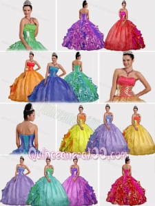 Ball Gown Strapless All Colors Ruffles and Embroidery Quinceanera Dress