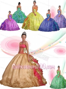 Ball Gown Strapless Organza Embroidery Sweet Sixteen Quinceanera Dresses