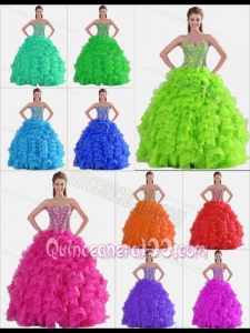 All Colors Sweetheart Quinceanera Dresses with Beading and Ruffles for 2014