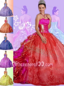 Discount Strapless Dresses For a Quinceanera with Ruffles and Embroidery for 2015