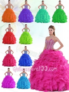 All Colors Discount Sweetheart Beading and Ruffles Sweet Sixteen Quinceanera Dresses
