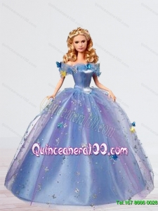 Gorgeous Tulle Cinderella Quinceanera Doll in Blue for 2015