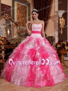 Multi-colored Ball Gown Sweetheart Floor-length Organza Beading and Ruching Quinceanera Dress