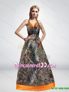 2015 Spring Elegant A Line Halter Top Camo Discount Dama Dresses