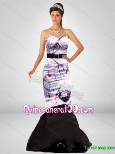 Sexy Mermaid Camo Discount Dama Dresses with Hand Made Flower and Sashes