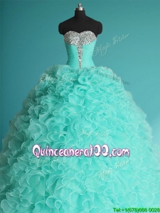 Exclusive Apple Green Big Puffy Quinceanera Dress with Beading and Ruffles
