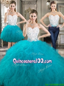 Beautiful Really Puffy Detachable Sweet 16 Dresses with Beading and Ruffles