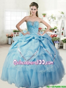 Perfect Beaded and Pick Ups Sweet 16 Dress in Baby Blue