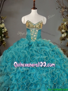 Romantic V Neck Quinceanera Dress with Beading and Ruffles for Winter