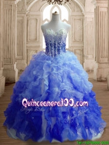 Hot Sale Big Puffy Gradient Color Quinceanera Dress with Beading and Ruffles