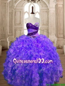 Custom Made Romantic Organza Beading and Ruffles Sweet 16 Dress with Puffy Skirt